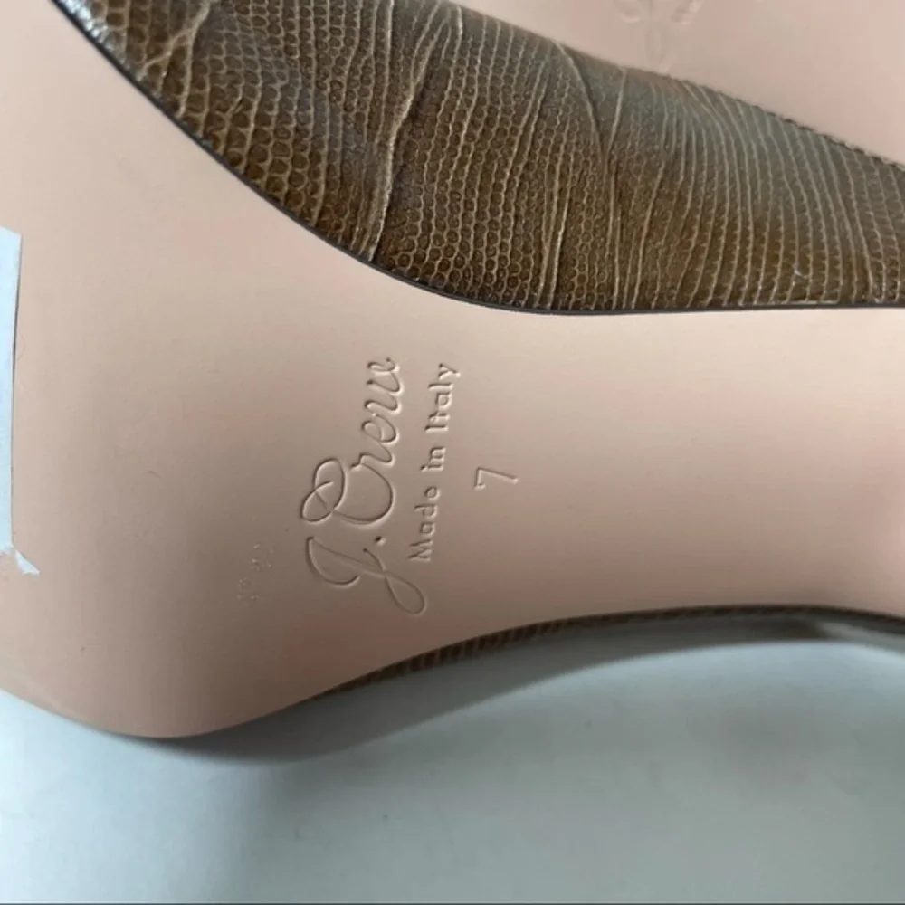 NWOB J. Crew Lissa mule  high heels brown leather embossed lizard size 7 - Picture 6 of 7